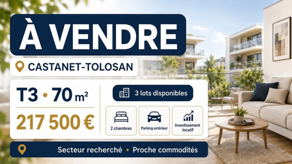 Vente Appartement T3 INVESTISSEMENT SEREIN À CASTANET-TOLOSAN AVEC LOCATAIRE EN PLACE Castanet tolosan
