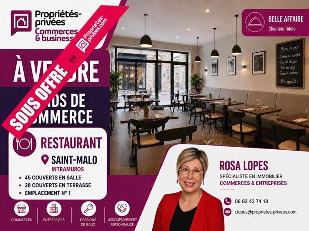   35400 SAINT MALO- FONDS DE COMMERCE RESTAURANT 73 COUVERTS TERRASSE 