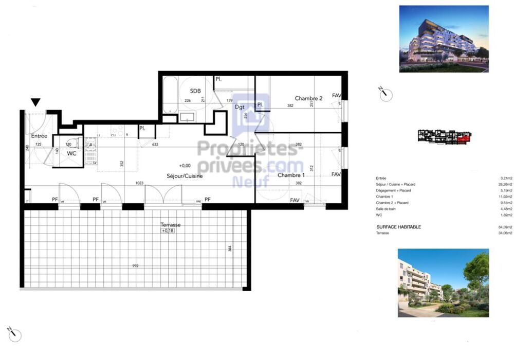 Vente Appartement BÉZIERS (34500). T3 en Dernier Étage avec Terrasse Plein Sud de 34 m². Normes PMR Beziers