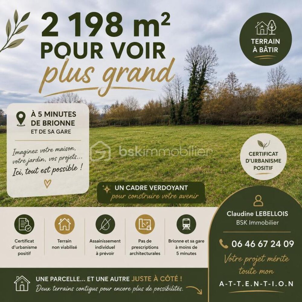 Vente Terrain À vendre parcelle de terrain à bâtir 2198 m²  5 minutes de MONTFORT SUR RISLE Authou