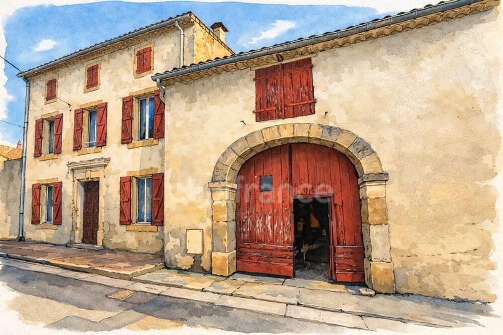 Maison de caractère + bâtiment en pierre 232 m²  accès grands véhicules  77 m² aménageables