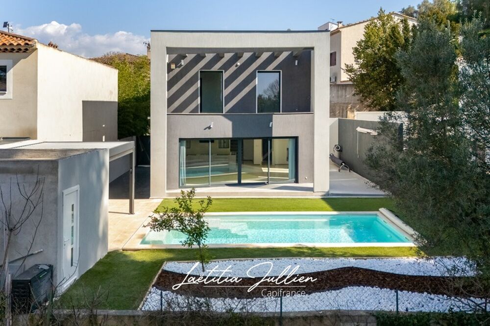 Eoures (13011)  Maison darchitecte contemporaine T4 de 114 m²  Piscine chauffée  Terrain clos 400 m²  Vue dégagée  Prestat