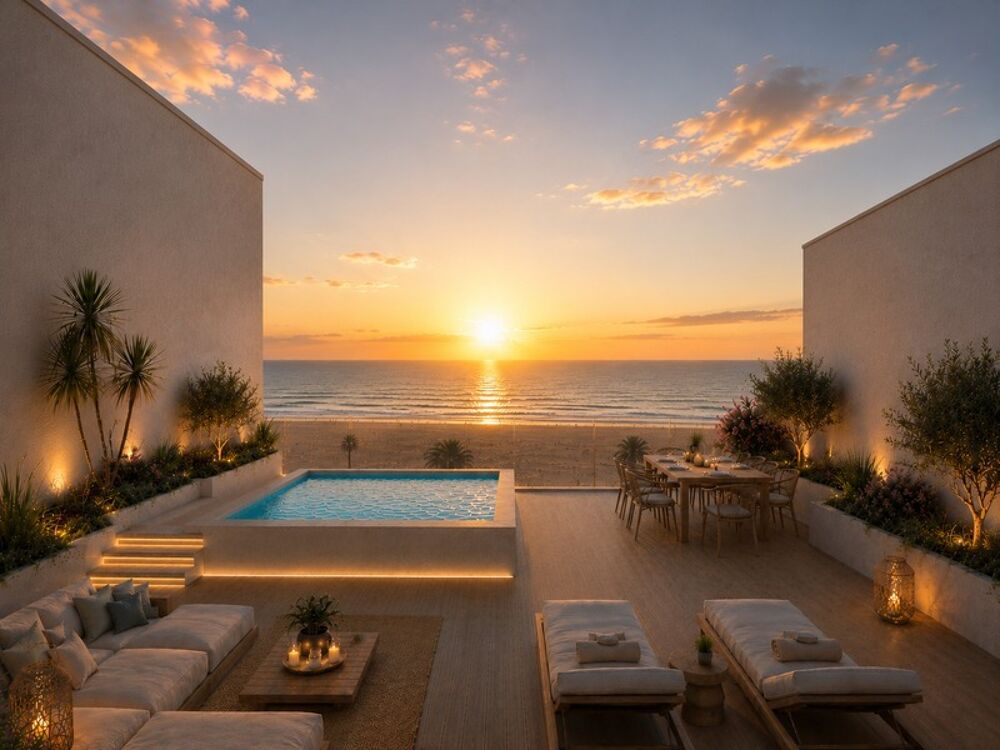 Canet-en-Roussillon  Rooftop dexception en première ligne avec vue mer, piscine privée et 160 m² de rooftop