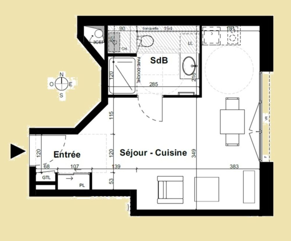 Studio neuf à vendre PARIS 20e, surface habitable 29.89 m2