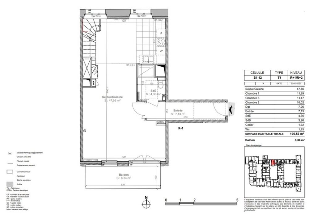 Vente Appartement Appartement T4 de 106.5m avec balcon Sud de 8.3m et 2 Box Lille