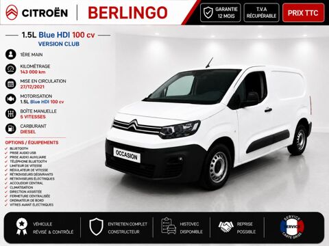 Citro&euml;n Berlingo 1&deg; Main / 1.5l B HDI 100cv Version Club CLIM/T&eacute;l/R&eacute;gul/Limit 2022 occasion Abbecourt 60430