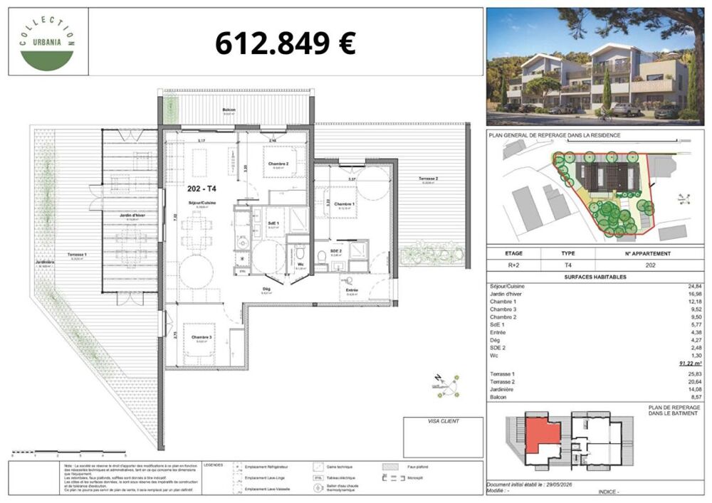 Appartement 4 pièce(s) 91.22 m2 + 70 m2 de terrasse