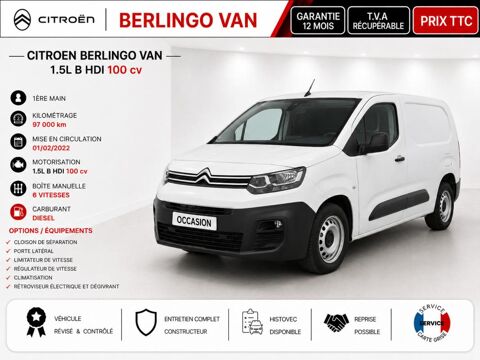 Citro&euml;n Berlingo 1.5L B HDI 100cv Pack Club 2 Places CLIM/REGUL/LIMIT idem pa 2022 occasion Abbecourt 60430