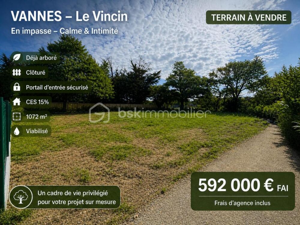 Vente Terrain Terrain de 1072m2 - Vannes Le Vincin - En impasse Vannes