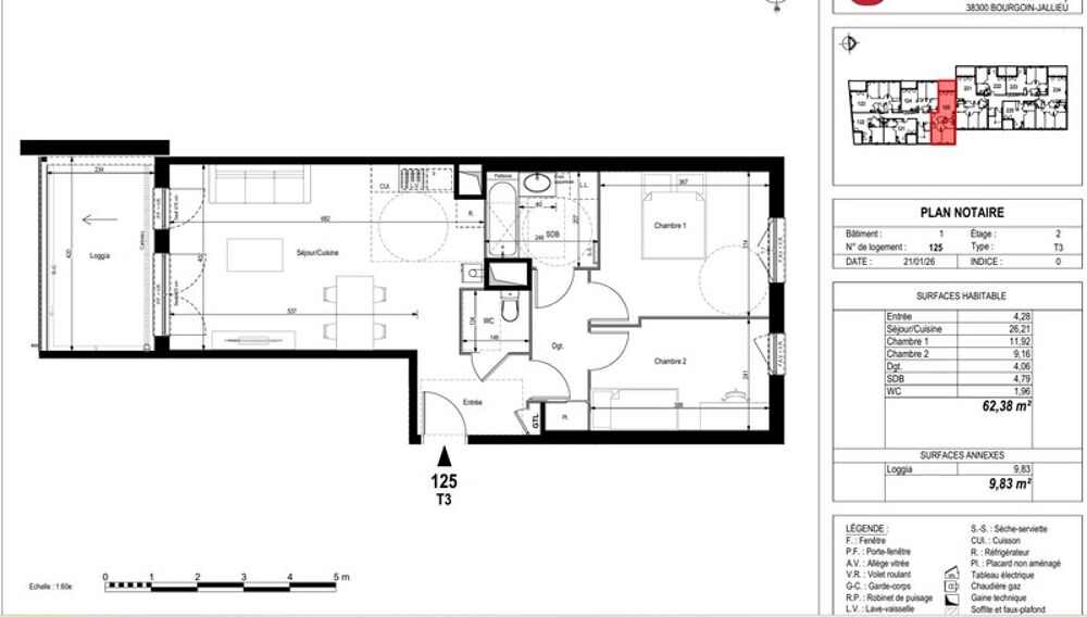 appartement à vendre 3 pièces BOURGOIN JALLIEU (38)