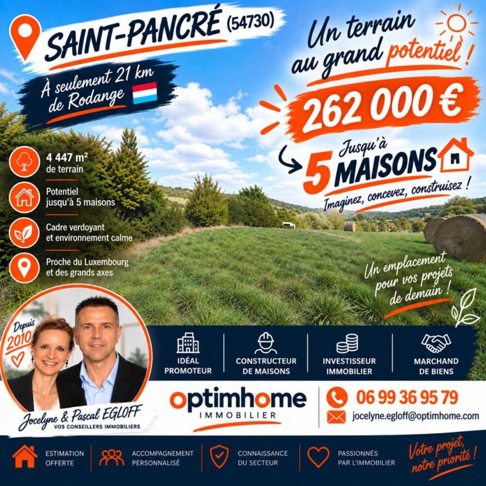 Vente Terrain JUSQU'À 5 MAISONS POSSIBLES – TERRAIN DE 4 447 M² À SAINT-PANCRÉ Saint pancre