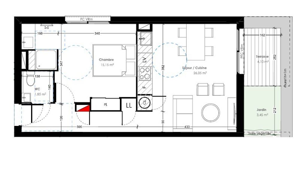 T2 avec terrasse, jardin et parking à NÎMES