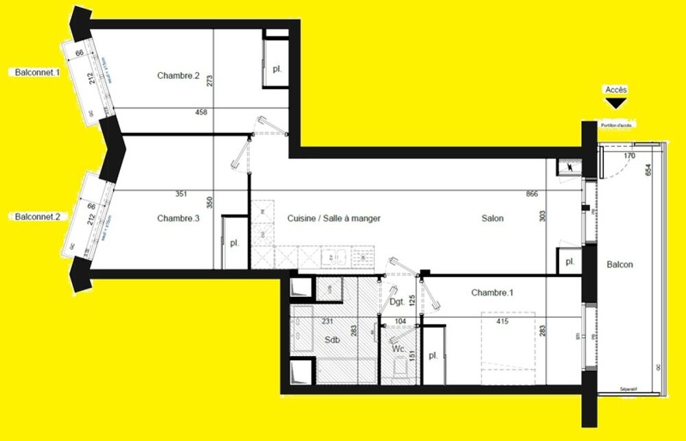 Vente Appartement appartement T4 neuf à vendre PARIS 18e, surface hab 72.20 m2 + 3 balcons d'une surface totale de 13.90 m2 Paris 18