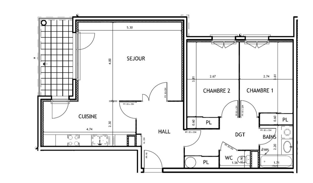 Vente Appartement Dpt Haute Savoie (74), à vendre FAVERGES appartement T3 ( 73,83 m2) Expo Nord Ouest au 2ème étage avec terrasse Faverges