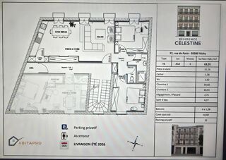  Appartement � vendre 3 pi�ces 63 m�