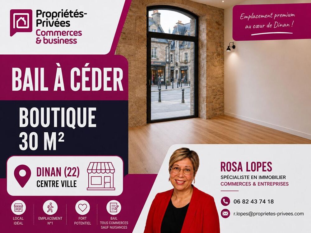   22100 DINAN - CESSION DE BAIL, LOCAL COMEMRCIAL 30 m² 