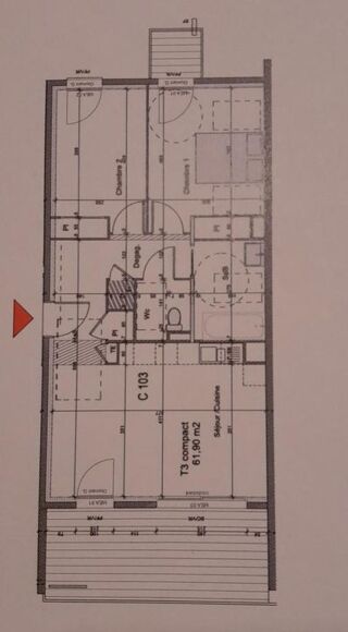  Appartement à louer 3 pièces 61 m²