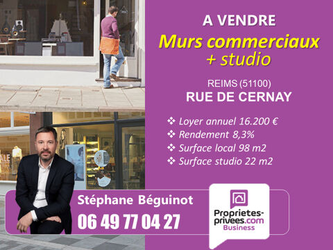 EXCLUSIVITE REIMS -  MURS COMMERCIAUX LOUES DE 98 m² + Studio 22 m2 194000 51100 Reims