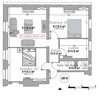  Appartement à vendre 3 pièces 54 m²