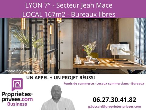 69007 LYON - MURS COMMERCIAUX LIBRES 167 m&sup2;, 2 ESPACES 499000 69007 Lyon