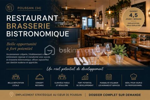 Restaurant Brasserie Bistronomique – Fort potentiel de d&eacute;veloppement – Poussan 155400 34560 Poussan