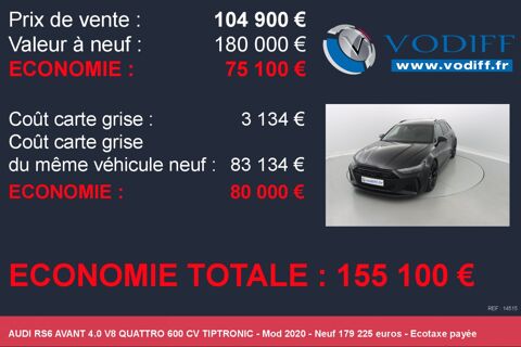 RS6 AVANT 4.0 V8 QUATTRO 600 CV TIPTRONIC 2020 occasion 67960 Entzheim