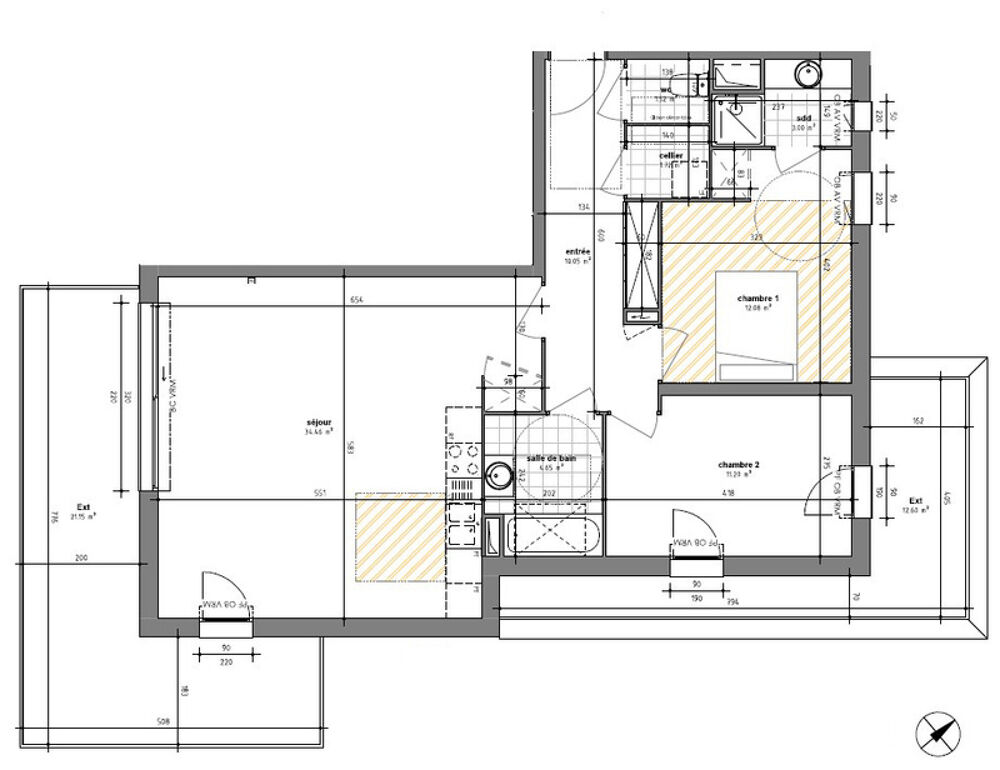 Hem Centre - Appartement 3 pièces (2 chambres) 79 m2