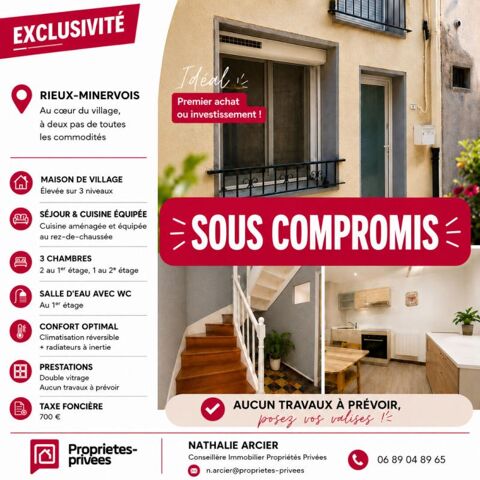  EXCLUSIVITÉ Charmante maison de village au coeur de Rieux-Minervois Maison - 4 pièce(s) - 67 m²