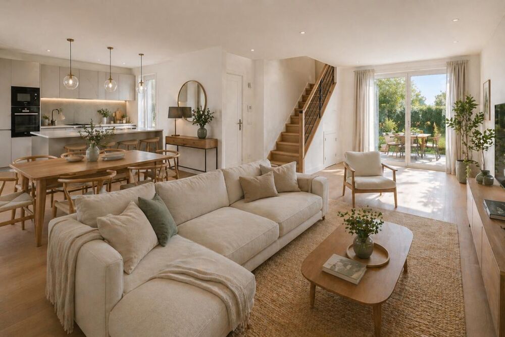 Magnifique 3 pièces duplex en rez-de-jardin surélevé, avec grande terrasse et jardin privatif, lumineux, 2 parking inclus