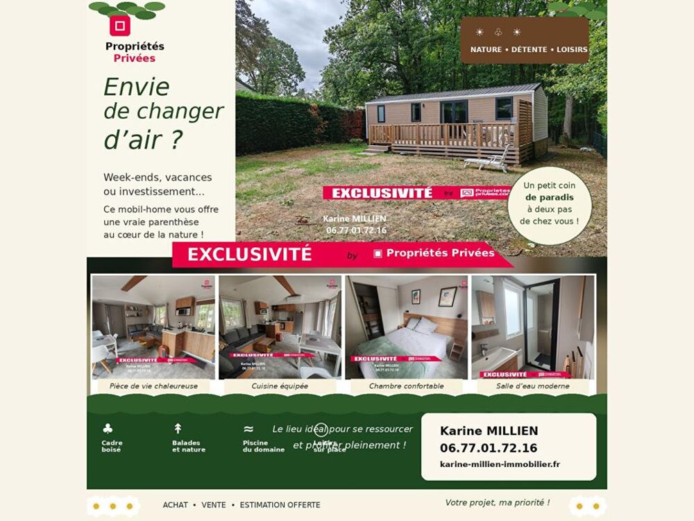 Vente Maison MARCILLY SUR EURE 27810 Mobil home aménagé et équipé - 2 chambres - Grand terrain clos avec une partie boisée - 92241  HAI Marcilly sur eure