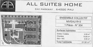  Appartement  vendre 1 pice 21 m