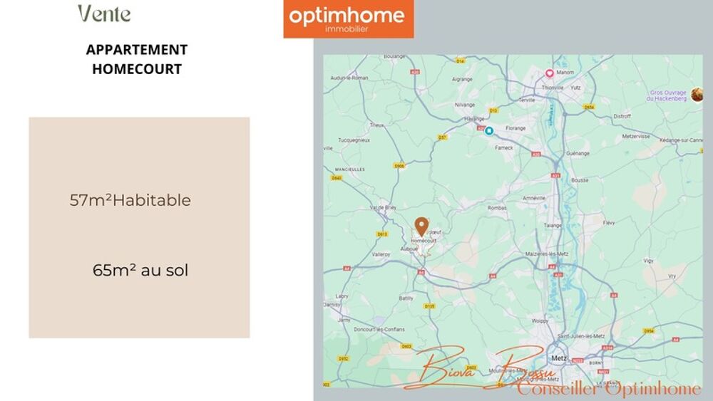 Appartement à vendre T3 lumineux HOMECOURT (54)