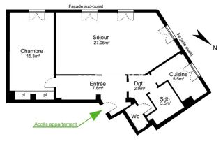  Appartement � vendre 3 pi�ces 63 m�