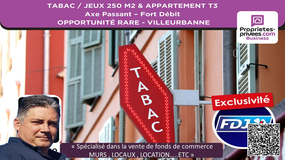   VILLEURBANNE - TABAC, JEUX FDJ  250 M² & APPARTEMENT,  EMPLACEMENT N°1 