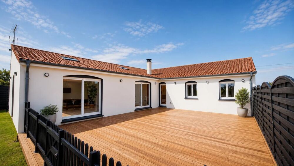 MAISON INDIVIDUELLE DE 160 M2 F6 DE PLAIN PIED 4 CHAMBRES GARAGE ET JARDIN