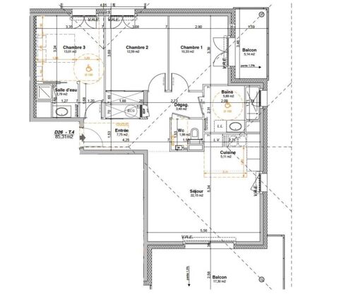  Appartement � louer 4 pi�ces 85 m�