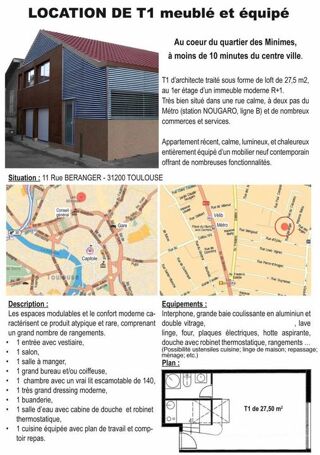  Appartement à louer 1 pièce 28 m²