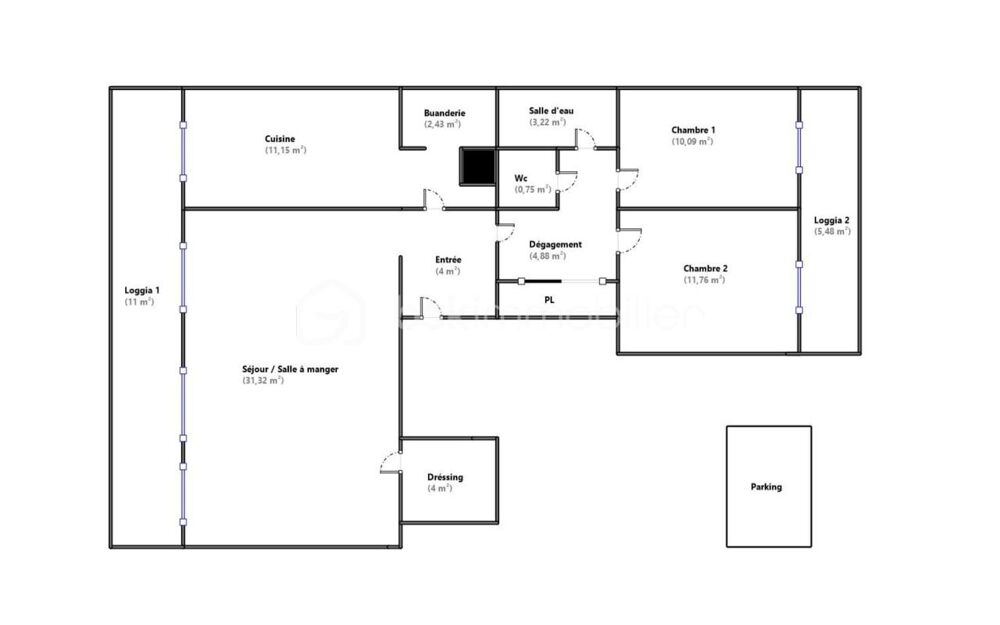 APPARTEMENT FAMILIAL 4 PIÈCES DE 100 m² AU SOL  DOUBLE BALCON  PARKING  AUCUN TRAVAUX  LIVRY-GARGAN