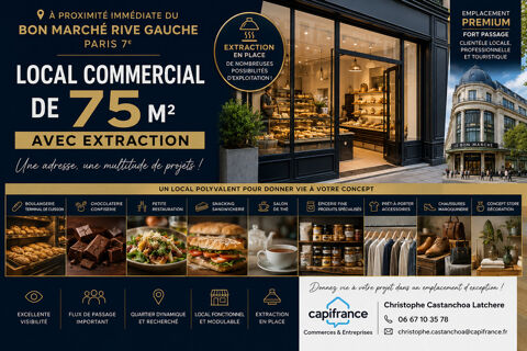 EMPLACEMENT PREMIUM &Agrave; DEUX PAS DU BON MARCH&Eacute; RIVE GAUCHE – LOCAL COMMERCIAL DE 75 M&sup2; AVEC EXTRACTION 448000 75006 Paris 6eme arrondissement
