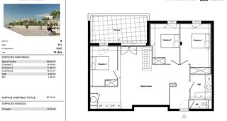  Appartement � vendre 4 pi�ces 87 m�