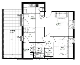  Appartement � vendre 3 pi�ces 67 m�