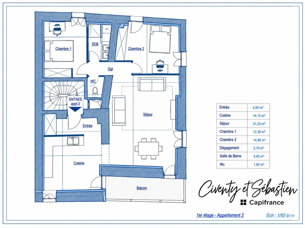 Vente Appartement SÉVRIER – T3 RÉNOVÉ ÉVOLUTIF T4 – 1ER ÉTAGE – VUE LAC Sevrier
