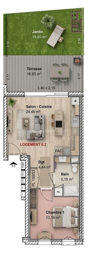  Appartement à vendre 2 pièces 47 m²