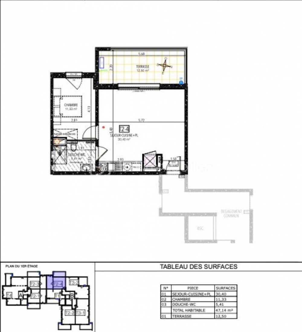 Vente Appartement AJACCIO - Rsidence ALBA - T2 47m2 + Terrasse de 12,5m2 Ajaccio