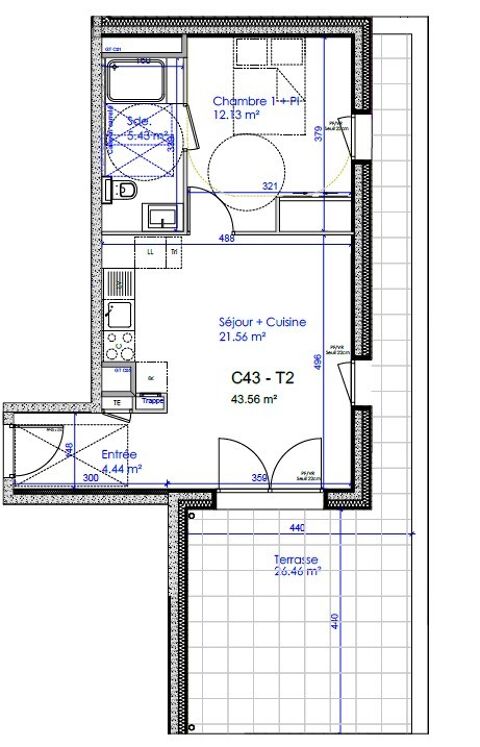  Appartement � louer 2 pi�ces 43 m�