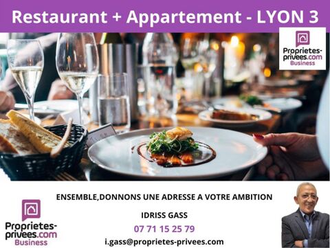 69003 LYON - RESTAURANT  85 COUVERTS, TERRASSE + Appartement 198000 69003 Lyon
