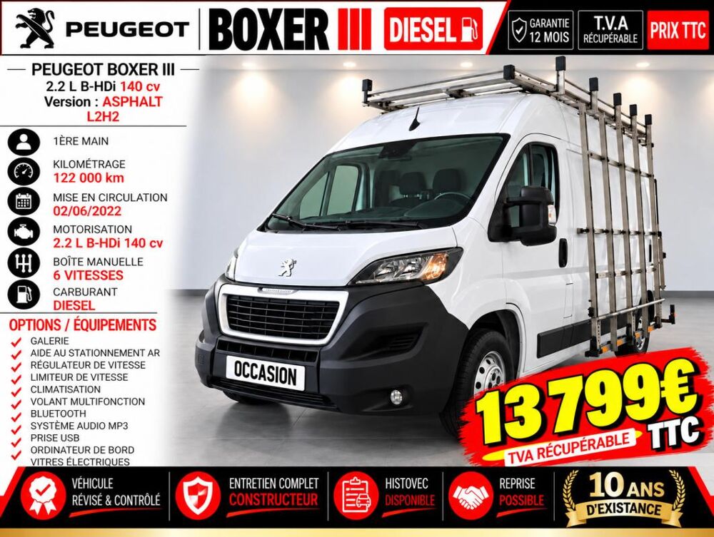 Boxer 1&deg; Main / 2.2L B HDI 140cv Version ASPHALT L2H2 GPS/CLIM/REG 2023 occasion 60430 Abbecourt