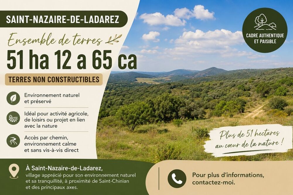 Vente Terrain SAINT-NAZAIRE-DE-LADAREZ  (34) – Ensemble de terres de 51 ha 12 a 65 ca Saint nazaire de ladarez