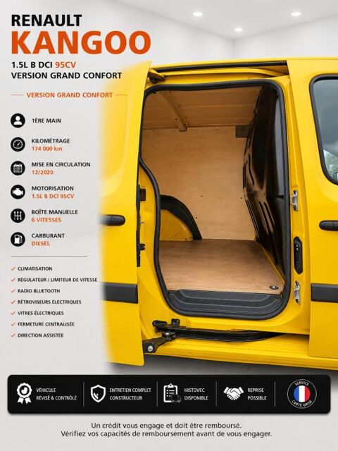Kangoo Express 1&deg; Main / 1.5L B DCI 95cv de 2021 version GRAND CONFORT CLIM 2021 occasion 60430 Abbecourt
