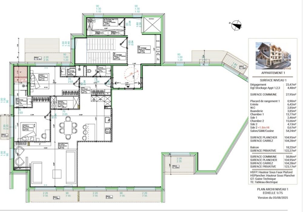 Vente Appartement ''LES BUREAUX ET LOGEMENTS DE FERDINAND'' BRIANCON  CENTRE VILLE APPARTEMENT T3 1er étage Briancon